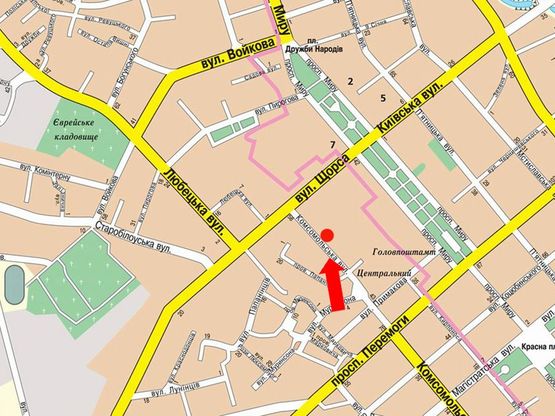 Схема рекламной плоскости по адресу ул Комсомольская 55 маг Граната (сторона Б)