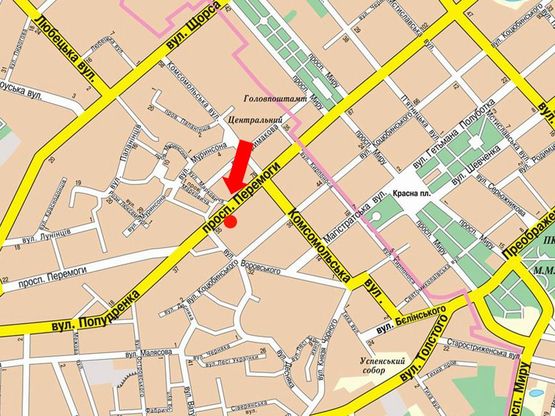 Схема рекламної площини за адресою проспект Победы, 67, маг "Будматериалы" (сторона Б)