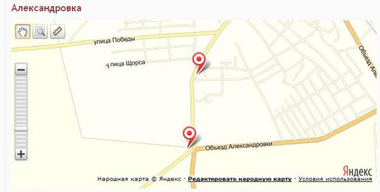 Схема рекламной плоскости по адресу Олександрівське шосе (вул.Леніна), в'їзд з м.Кропівницьке