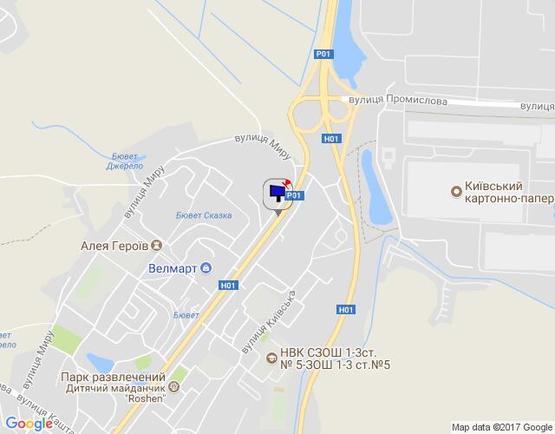 Схема рекламной плоскости по адресу м. Обухів, вул. Київська, 123 (в''їзд в Обухів з Києва, Українки)