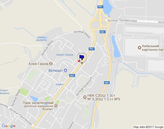 Схема рекламной плоскости по адресу м. Обухів, вул. Київська,168, біля ринку "Піщаний" та житлового комплексу "Нектарний"