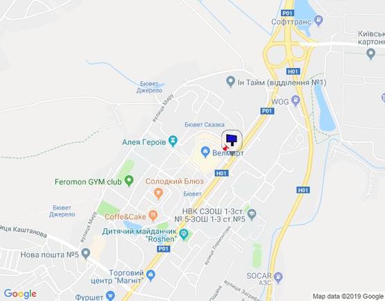 Схема рекламной плоскости по адресу м. Обухів, вул. Київська, 123, на свтлофорі