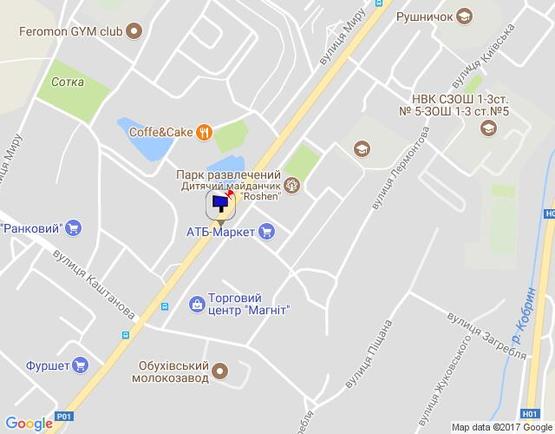 Схема рекламной плоскости по адресу м. Обухів, вул.Київська, 148,  навпроти ТЦ Магніт