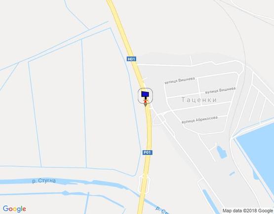 Схема рекламної площини за адресою с. Таценки, міст через р. Стугна, виїзд з Обухова