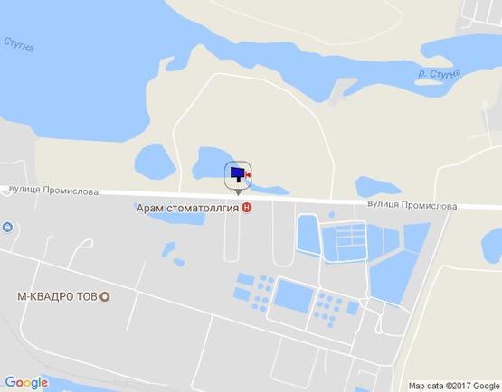 Схема рекламной плоскости по адресу м. Обухів, вул.Промислова, 16, на зупинці громадськогг транспорту "ВАТ Автомобіліст", навпроти логістичного комплексу Rhenus Logistics