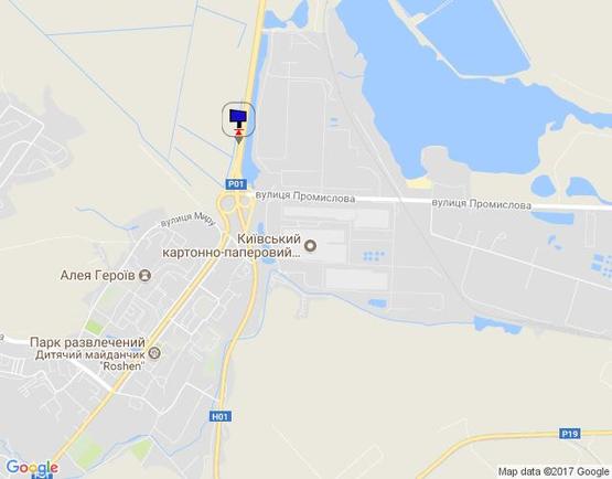 Схема рекламной плоскости по адресу км. 43+000 праворуч(Н-01 Київ-Знамянка); В'їзд в м.Обухів із Києва