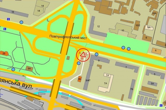 Схема рекламной плоскости по адресу Победы проспект, 9 / пр.Воздухофлотский