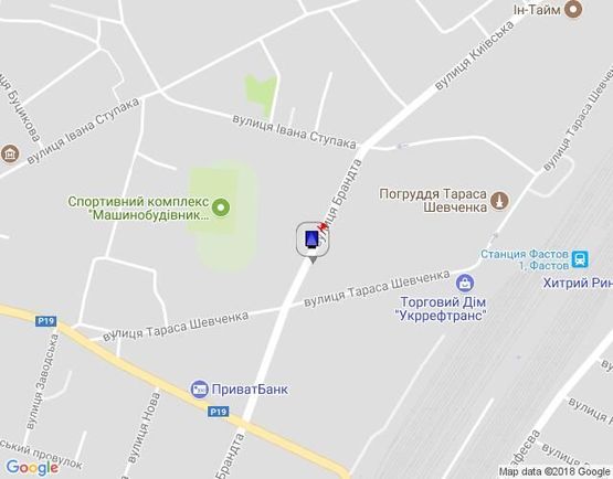 Схема рекламної площини за адресою г.Фастов, перекресток  ул.Орджоникидзе и Шевченко, 31