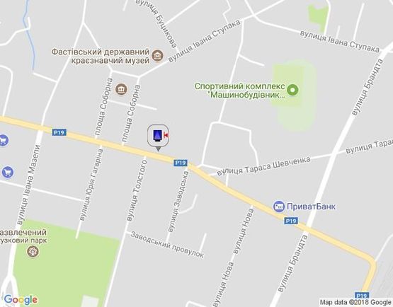 Схема рекламної площини за адресою г.Фастов,  перекресток ул.Льва Толстого и Соборной, 18