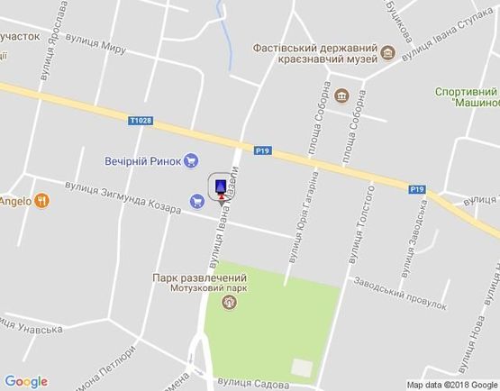 Схема рекламної площини за адресою г.Фастов, ул.Интернациональная, м-н Фокстрот