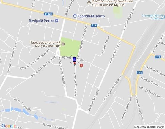 Схема рекламной плоскости по адресу г.Фастов, ул.Льва Толстого, 28, ЦРЛ