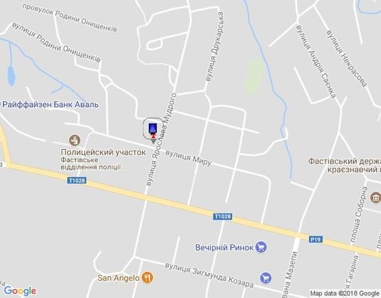 Схема рекламної площини за адресою г.Фастов, перекресток ул.Червоноармейской и Куйбышева, 36