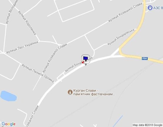 Схема рекламної площини за адресою ул. Щербакова, возле Кургана Славы, выезд на  Киев, Белую Церковь, Бышев