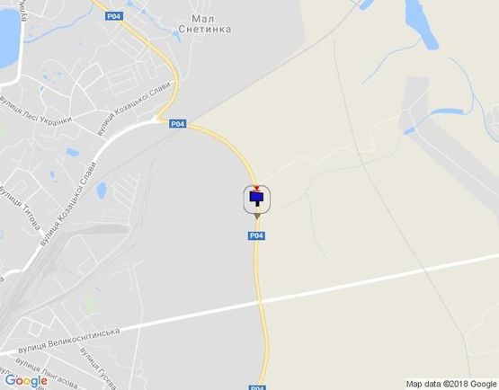 Схема рекламной плоскости по адресу г.Фастов Окружная дорога между ул.Великоснитынской и ул.Щербакова. 650 м до перекрестка с ул.Великоснитынской