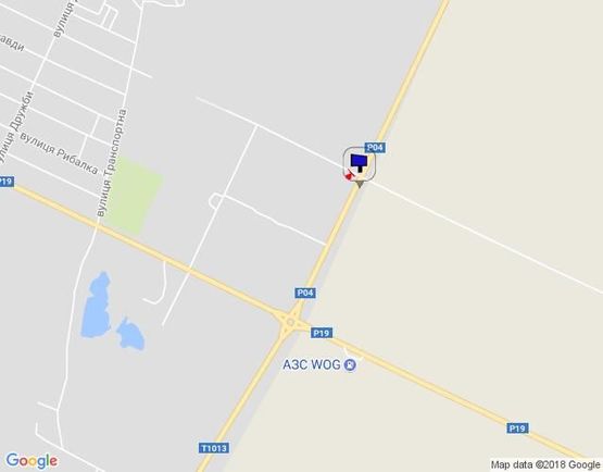 Схема рекламной плоскости по адресу г.Фастов Окружная дорога  между ул.Великоснитынская и ул.Якубовского. 500 м от перекрестка с ул.Якубовского