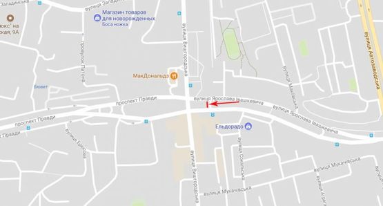 Схема рекламной плоскости по адресу Ивашкевича ул., возле ул.Вышгородская, со стороны ул.Луговой, ТЦ Караван