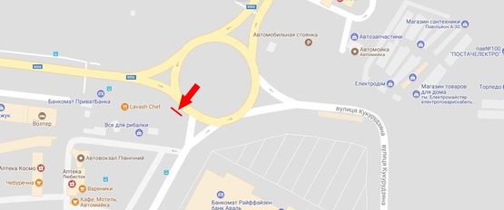 Схема рекламної площини за адресою Кільце Хмельницького-Липинського  правий (біля ТЦ ЕПІЦЕНТР)