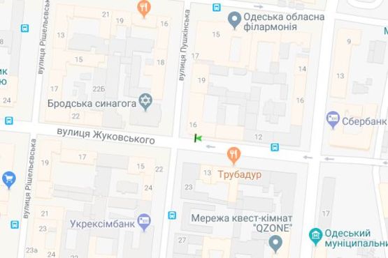 Схема рекламної площини за адресою Жуковського вул. - Пушкінська вул.