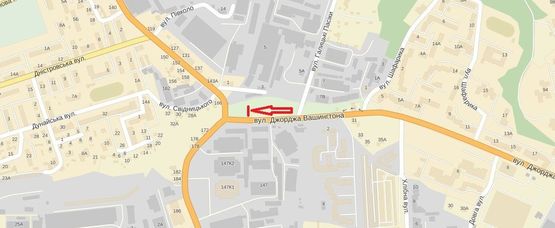 Схема рекламной плоскости по адресу вул.Дж.Вашингтона-Зелена 147