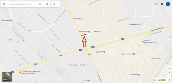 Схема рекламной плоскости по адресу вул.Городоцька біля Епіцентру (готель Рамада) (лівий) виїзд із міста