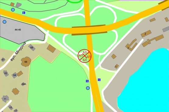 Схема рекламної площини за адресою Надднепрянское шоссе (развязка моста Патона , на съезде от пл.ГВОВ)