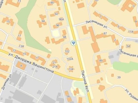Схема рекламной плоскости по адресу вул.Пасічна 98-вул.Дж.Вашингтона