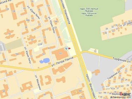 Схема рекламной плоскости по адресу пр.Чорновола 93, Арсен, праворуч від входу