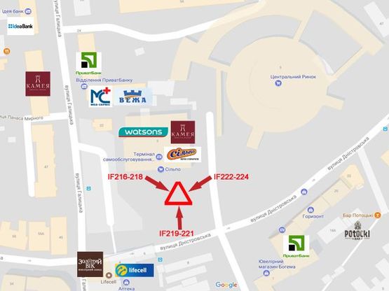 Схема рекламної площини за адресою Дністровська (центральний ринок)  призма Б