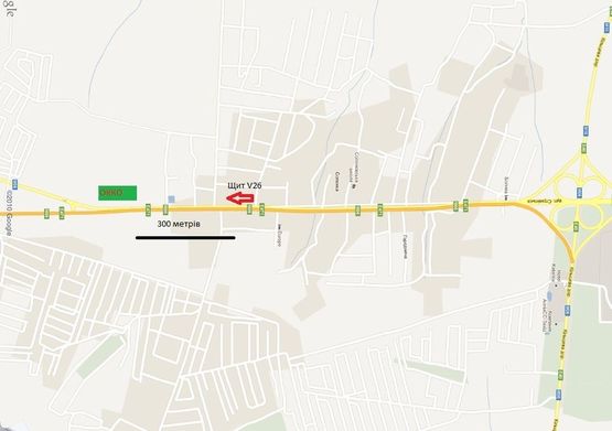 Схема рекламної площини за адресою с.Солонка траса Львів-Чоп