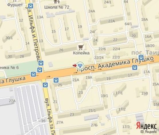 Схема рекламної площини за адресою Глушка пр., 26 (к магазинам "Фокстрот", "Эльдорадо")