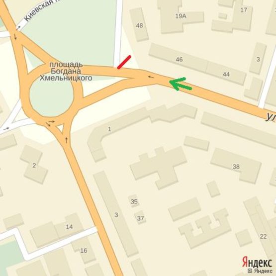 Схема рекламної площини за адресою вул.Л.Толстого,46-виїзд на пл.Б.Хмельницького