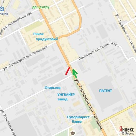 Схема рекламної площини за адресою вул.Гагаріна,30-Огарьова, напр.-вул.Анкудінова-до центру