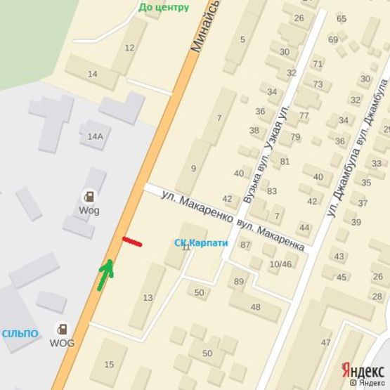 Схема рекламной плоскости по адресу вул.Минайська,13 (навпроти ТОК Минайська ,16), напрям-пр.Свободи