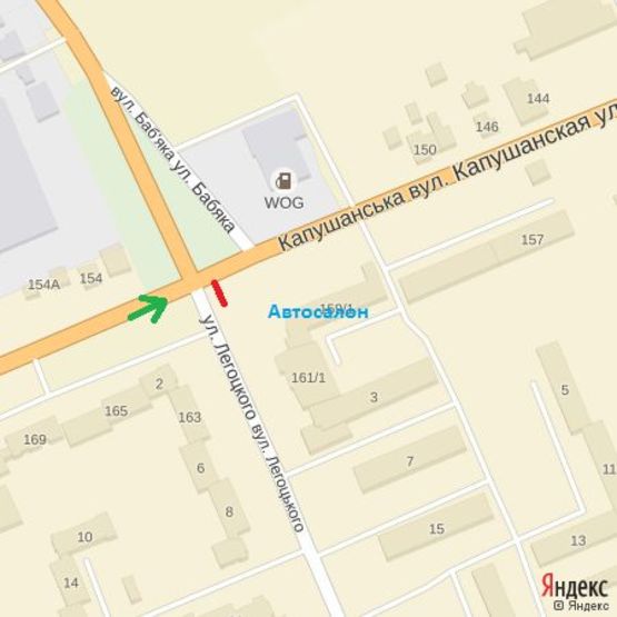 Схема рекламної площини за адресою вул.Капушанська159(Перемоги)-вул.Легоцького, напрям-пр.Свободи