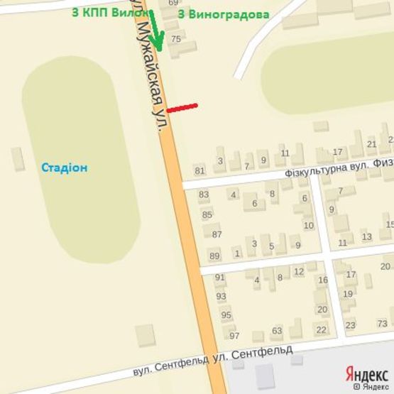 Схема рекламної площини за адресою вул.Мужайська (Стадіон), напрям-до центру