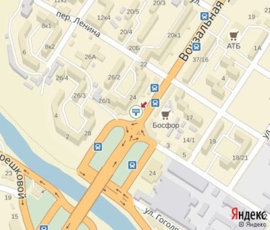 Схема рекламной плоскости по адресу Вокзальная ул., 24 - Чмиленко ул.