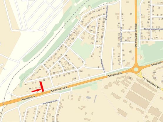 Схема рекламної площини за адресою Въезд из Львова,Тернополя, возле магазина "Шаровечка", №1