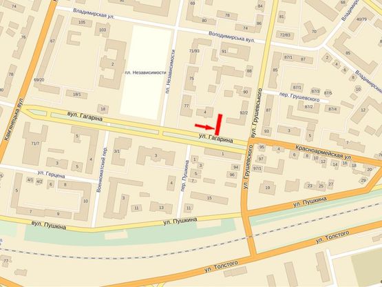 Схема рекламной плоскости по адресу Гагарина ул., возле ЗАГСа, центр. гор. Площадь