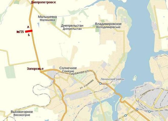 Схема рекламної площини за адресою Тр.Днепропетровк-Запорожье, 4000м до поста ГАИ