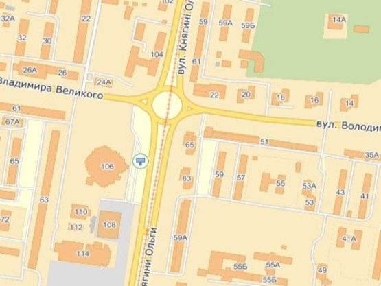 Схема рекламной плоскости по адресу вул.Кн.Ольги 106, універмаг Львів, до вул.В.Великого