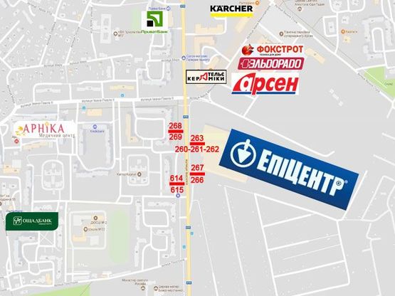 Схема рекламной плоскости по адресу Івасюка ЕПІЦЕНТР (призма) А