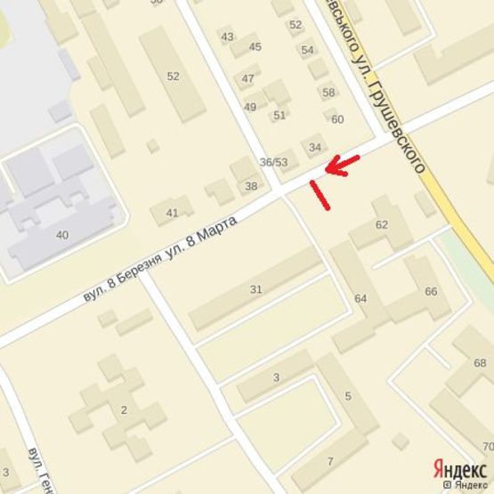 Схема рекламной плоскости по адресу вул.8.Березня,64-Грушевського-Міксата,напрям-Легоцького