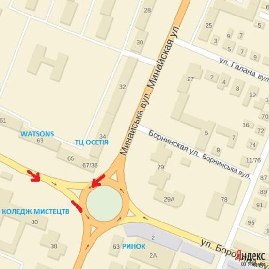 Схема рекламной плоскости по адресу вул.Грушевського-вул.Минайська(трансп.кільце)