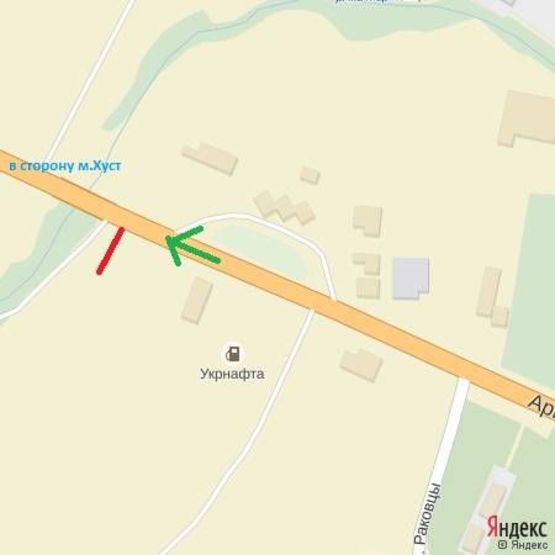 Схема рекламной плоскости по адресу вул.Червоноармійська (АЗС),виїзд з міста в сторону с.Буштино, м.Хуст