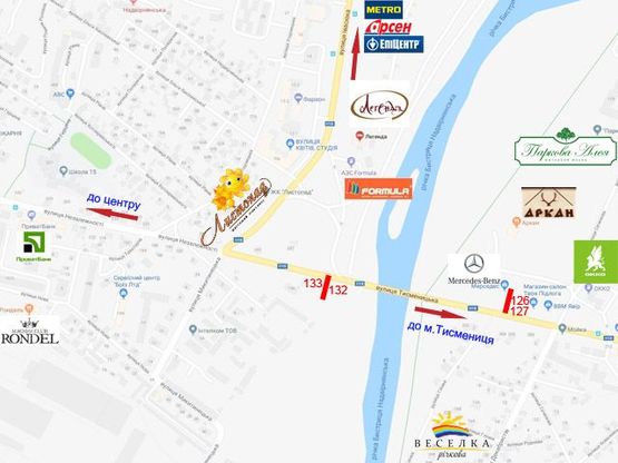 Схема рекламной плоскости по адресу Незалежності - Івасюка - Тисменицька