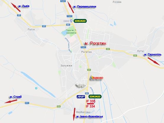 Схема рекламної площини за адресою Рогатин