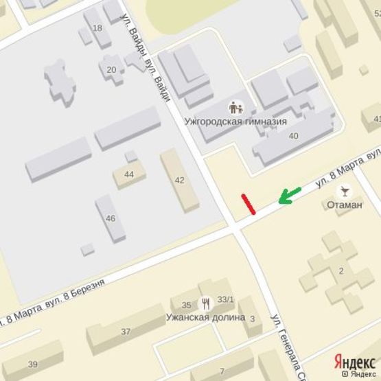 Схема рекламной плоскости по адресу вул.8.Березня-Ген.Свободи, в сторону Легоцького