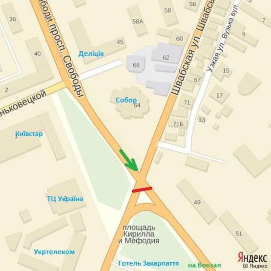 Схема рекламной плоскости по адресу пр.Свободи-Минайська-Швабська(перехрестя)