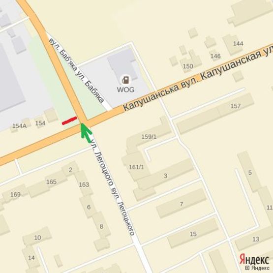 Схема рекламной плоскости по адресу вул.Баб'яка-Капушанська, напрям.вул.Загорська