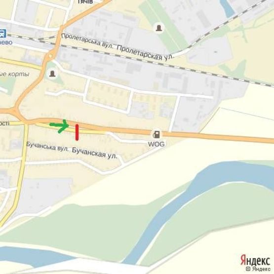 Схема рекламной плоскости по адресу вул.Незалежності, виїзд з міста в напр.с.Бедевля, смт.Солотвино, Рахів